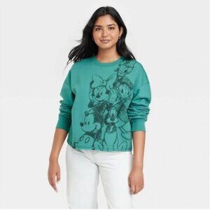 Teal Disney Character cropped Crewneck (like new!)